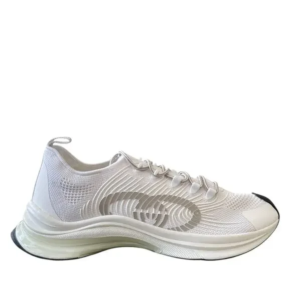 Gucci Run Sneaker Interlocking G White Technical Knit 680893 Men's 12.5 US 13